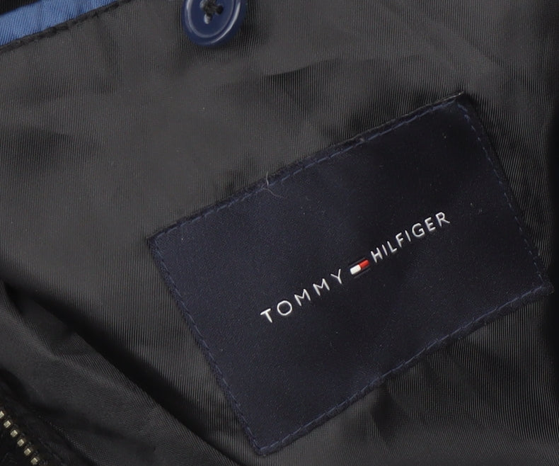 Tommy Hilfiger Men's Black Wool Overcoat, Size 42