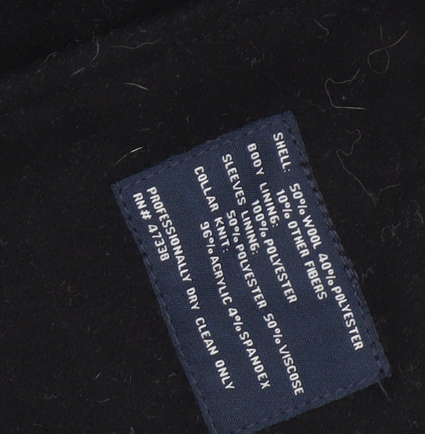 Tommy Hilfiger Men's Black Wool Overcoat, Size 42