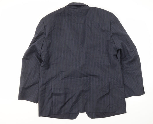 Marks and Spencer Men's Blue Striped Suit Jacket 46R
