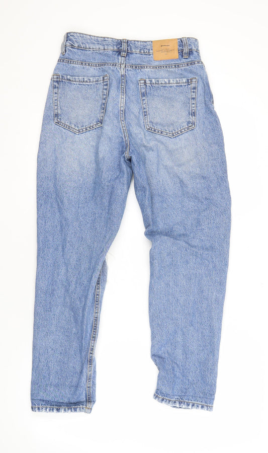 Stradivarius Women's Blue Mom Jeans Size 8 Distressed