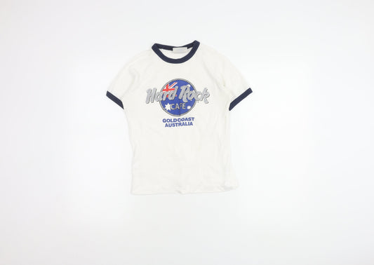 Hard Rock Cafe Women's White Ringer T-Shirt M