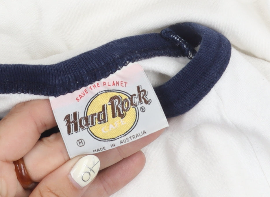 Hard Rock Cafe Women's White Ringer T-Shirt M