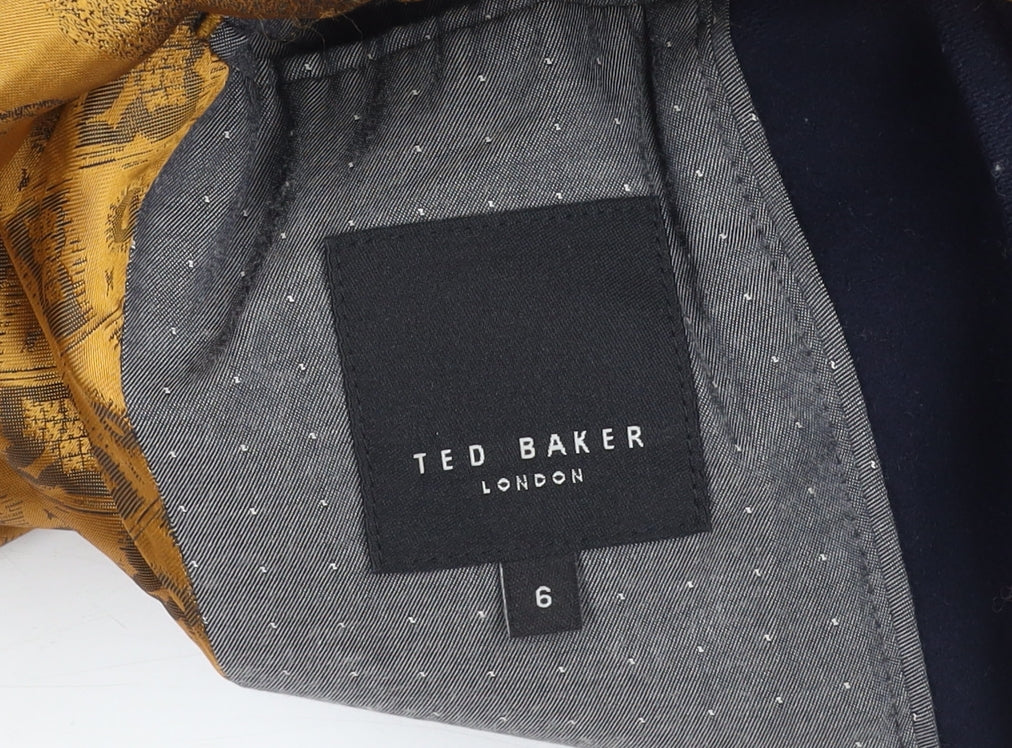 Ted Baker Men's Black Wool Pea Coat Size 6