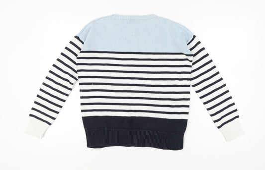 Hobbs Women's Blue Striped Pullover Jumper S