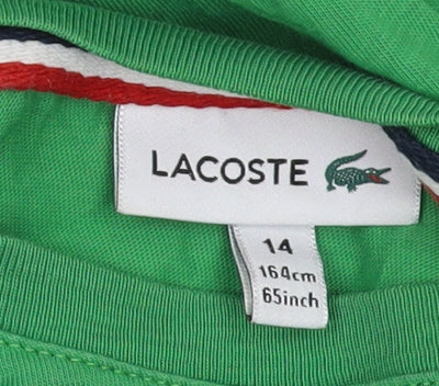 Lacoste Boys' Green T-Shirt - Regular Fit, Size 14