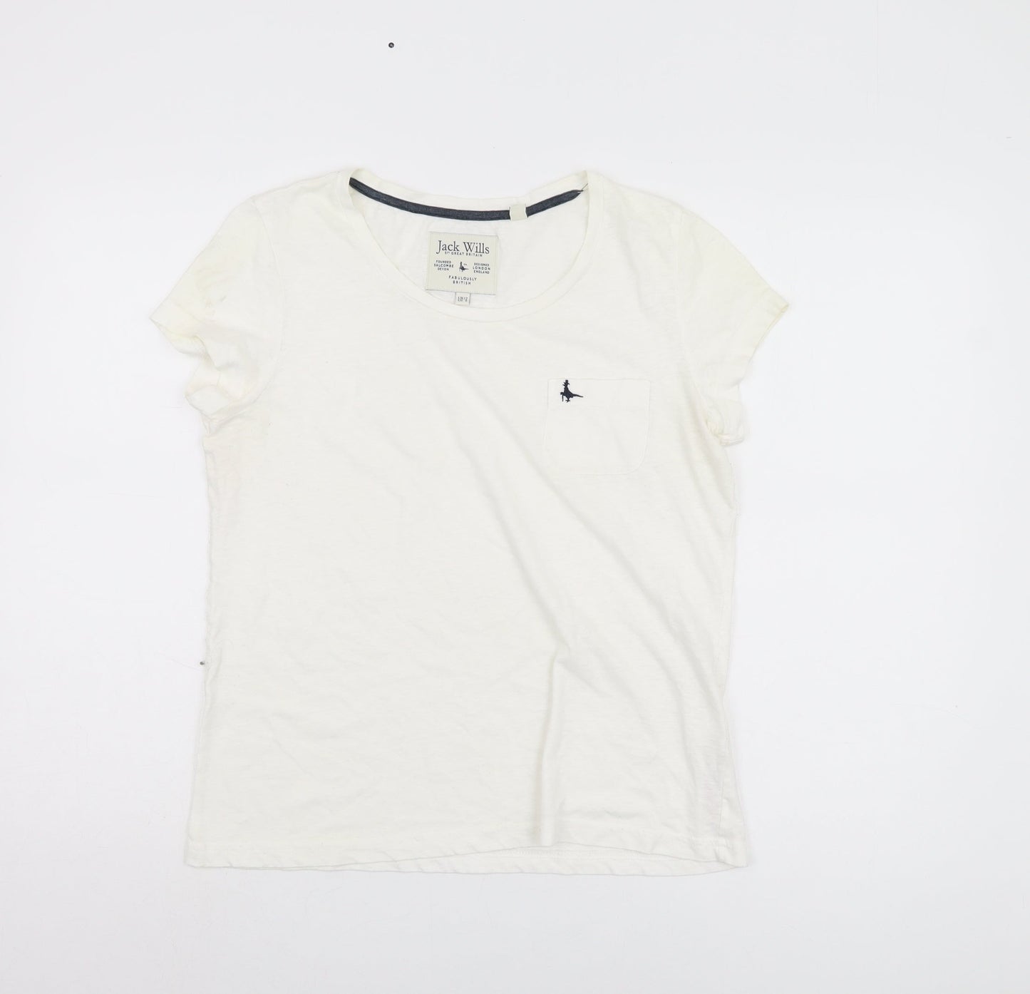 Jack Wills Women's White T-Shirt Size 12 Short Sleeve