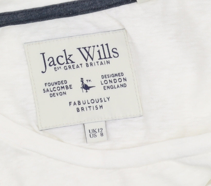 Jack Wills Women's White T-Shirt Size 12 Short Sleeve