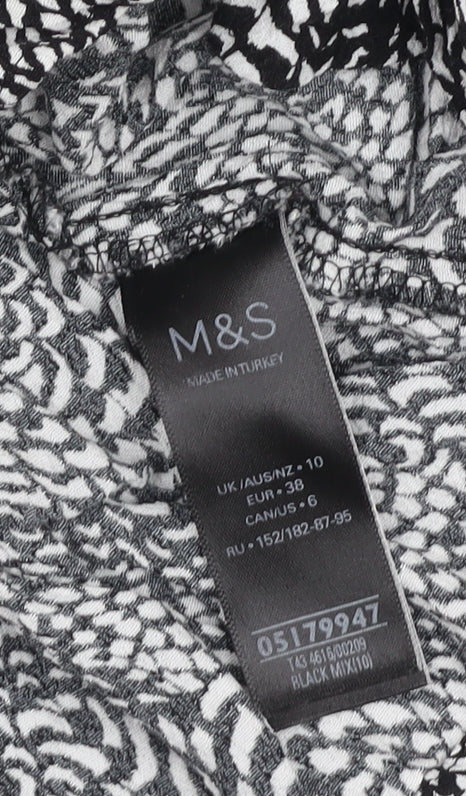 Marks and Spencer Women's Black Animal Print Blouse Size 10