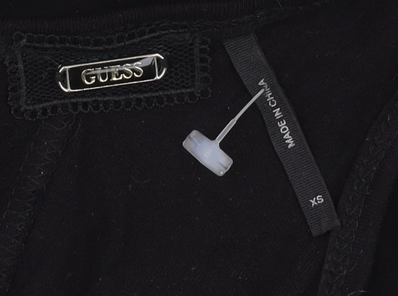 Guess Women's Black Sequin Blouse XS V-Neck Flutter