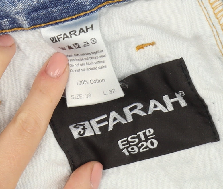 Farah Men's Blue Jeans Size 38 Light Wash Denim