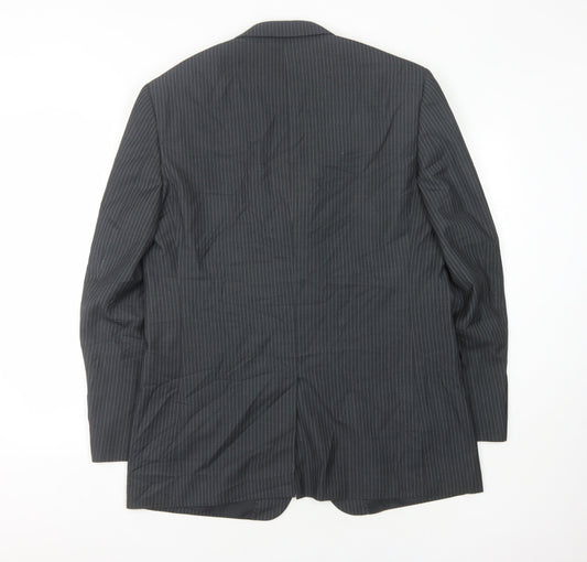 Burton Men's Grey Striped Blazer 42R Regular Fit