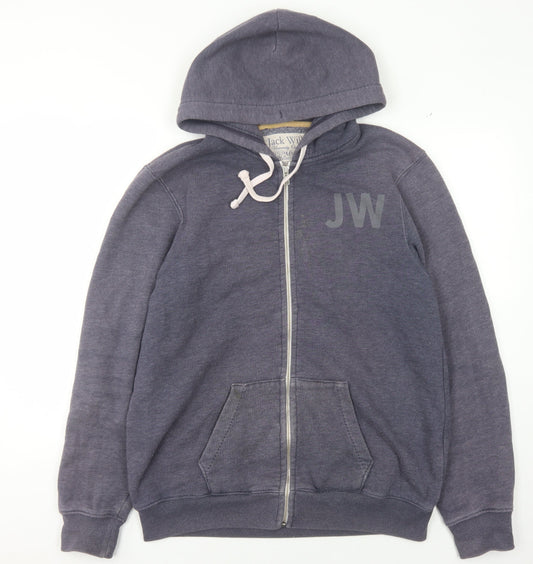 Jack Wills Men's Blue Full Zip Hoodie - L