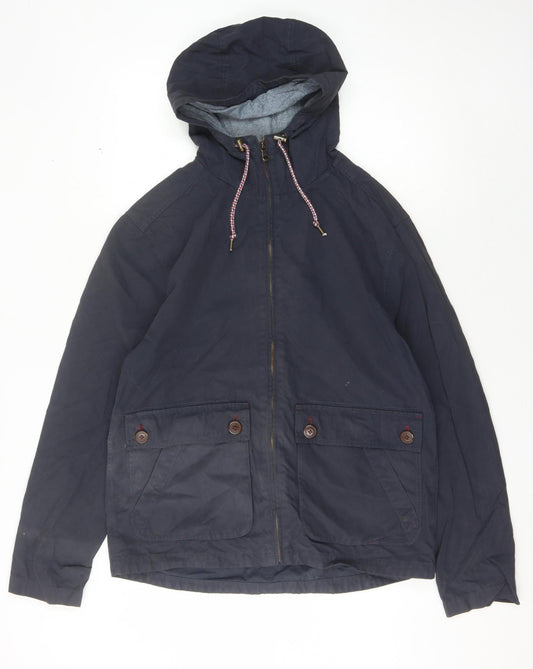 White Stuff Men's Blue Hooded Jacket, Size Large