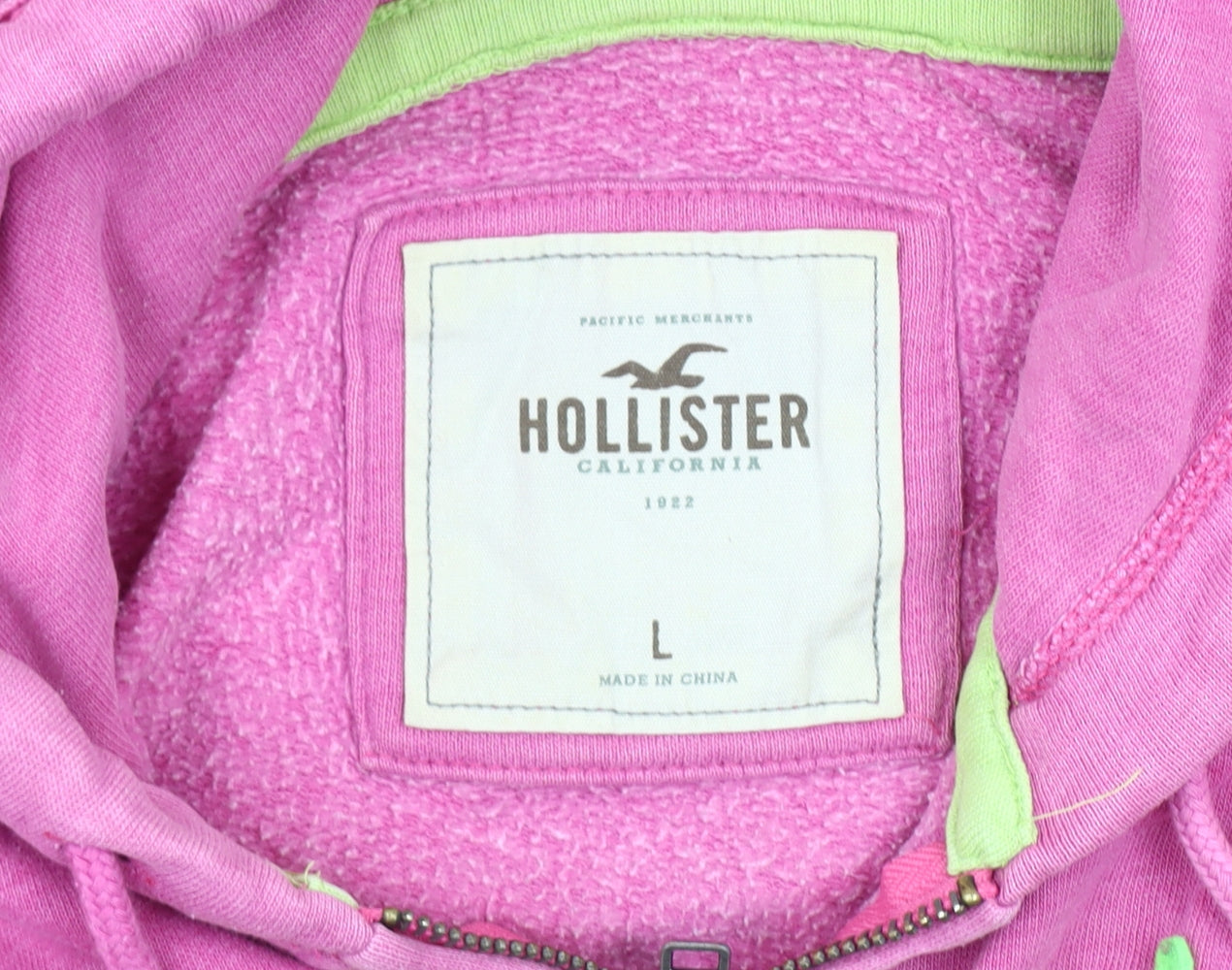 Hollister Women's Pink Hooded Jacket, Size L