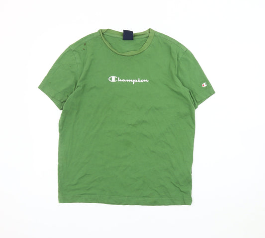Champion Men's Green Crew Neck T-Shirt - Size S