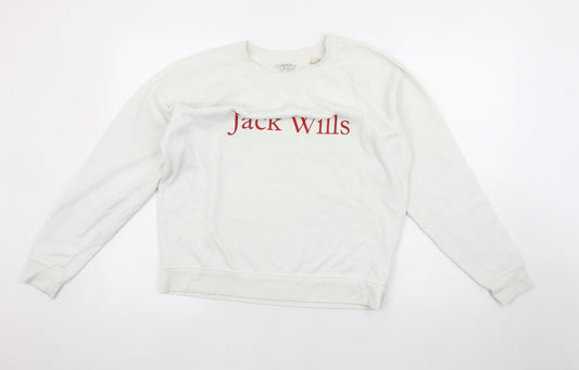 Jack Wills Women's White Logo Pullover Sweatshirt