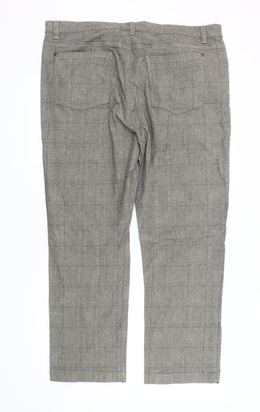 Cotton Traders Men's Grey Check Trousers Size 42