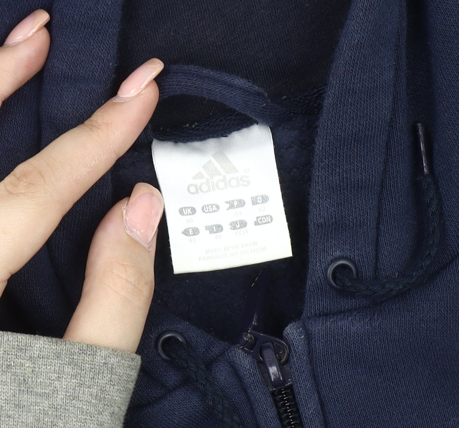 Adidas Unisex Blue Basic Hooded Jacket Size 18