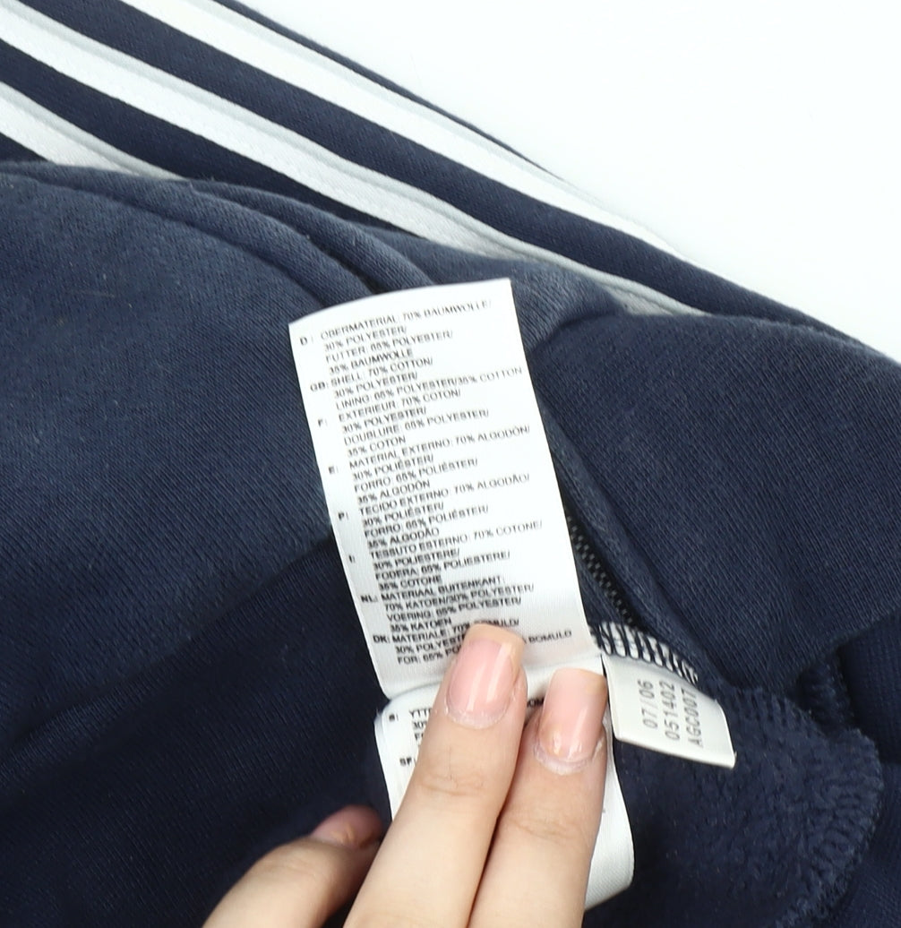 Adidas Unisex Blue Basic Hooded Jacket Size 18
