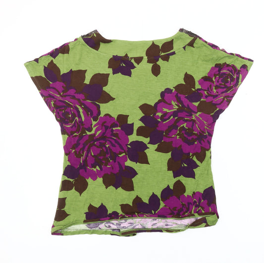 Boden Women's Green Floral Sequin T-Shirt Size 14