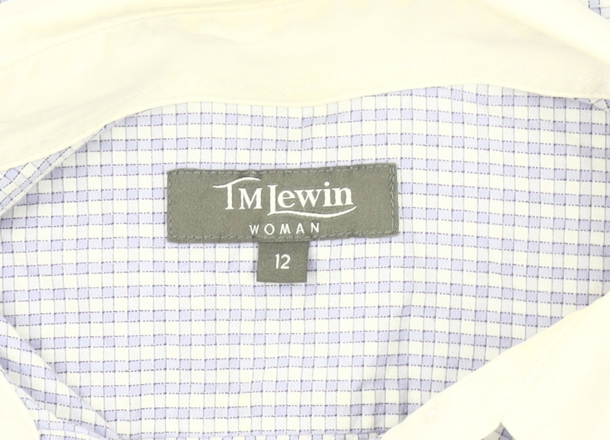 T.M. Lewin Women's Blue Check Button-Up Shirt Size 12