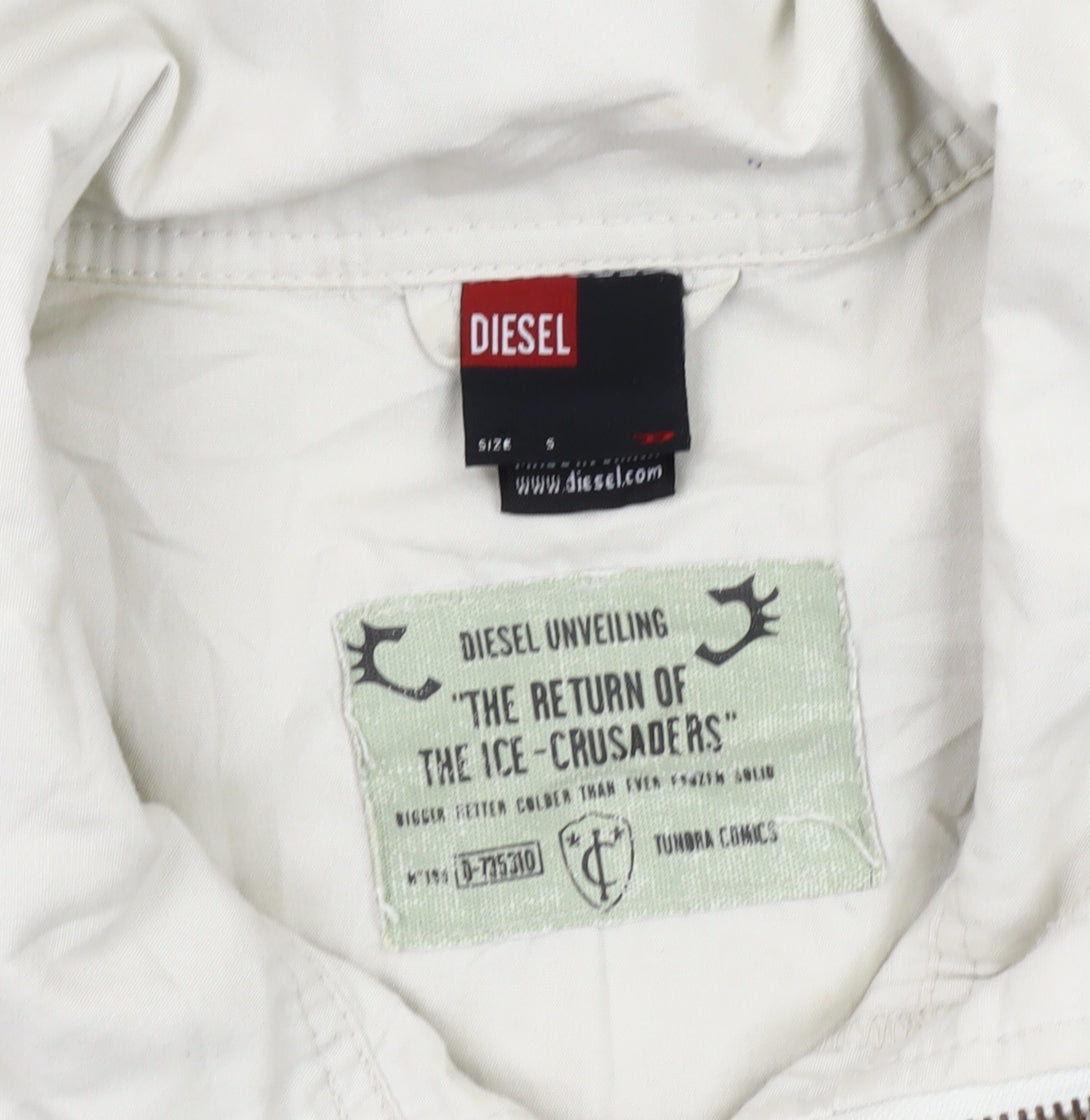 Diesel Men's White S Jacket, Cotton, Button Accents
