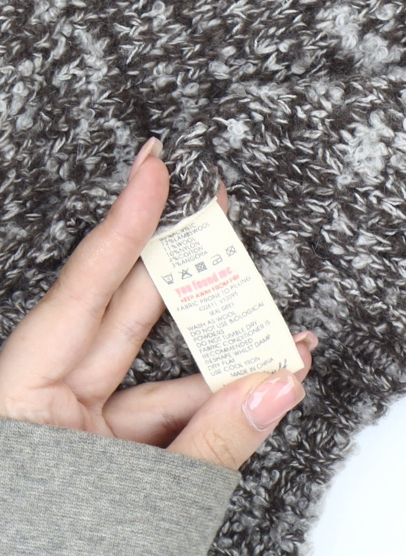 White Stuff Women's Grey Chunky-Knit Vest, Size 12, High Neck, Sleeveless