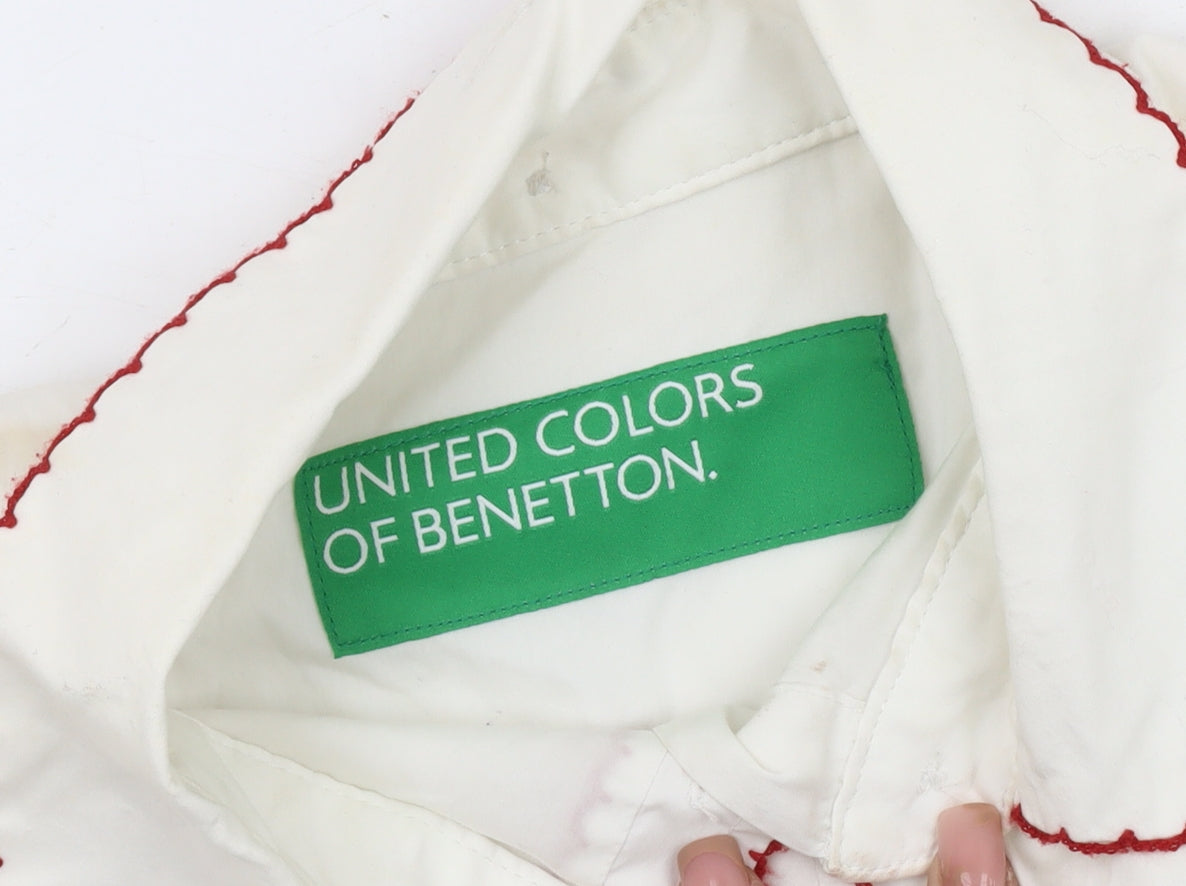 United Colors of Benetton Women's White Cotton Shirt Size 8