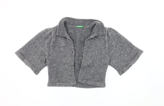 United Colors of Benetton Women's Grey Short Sleeve Cardigan S