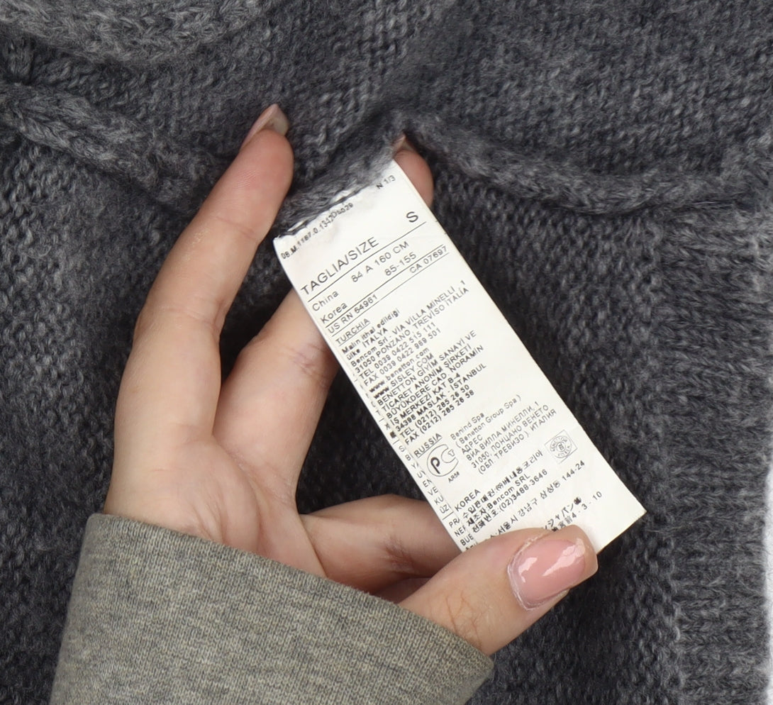 United Colors of Benetton Women's Grey Short Sleeve Cardigan S