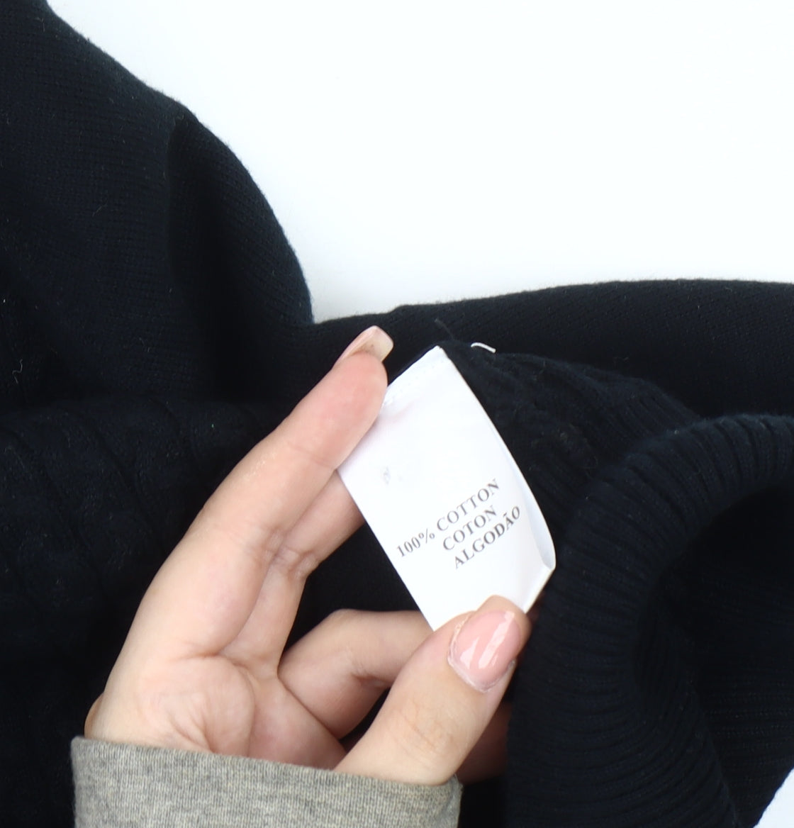 Green Lamb Women's Black Cable-Knit V-Neck Jumper, Size 12