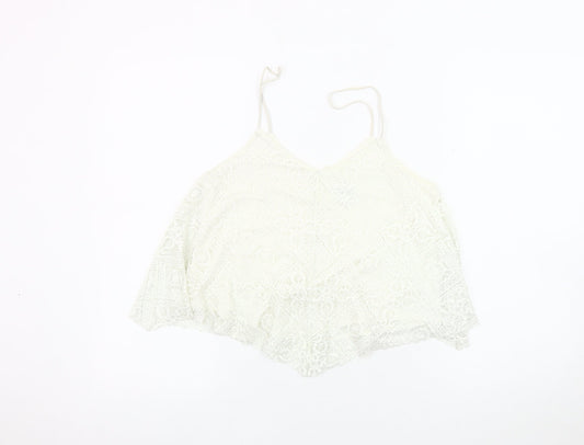 Womens UK Size S American Eagle Outfitters Ivory Cotton Blend Tank