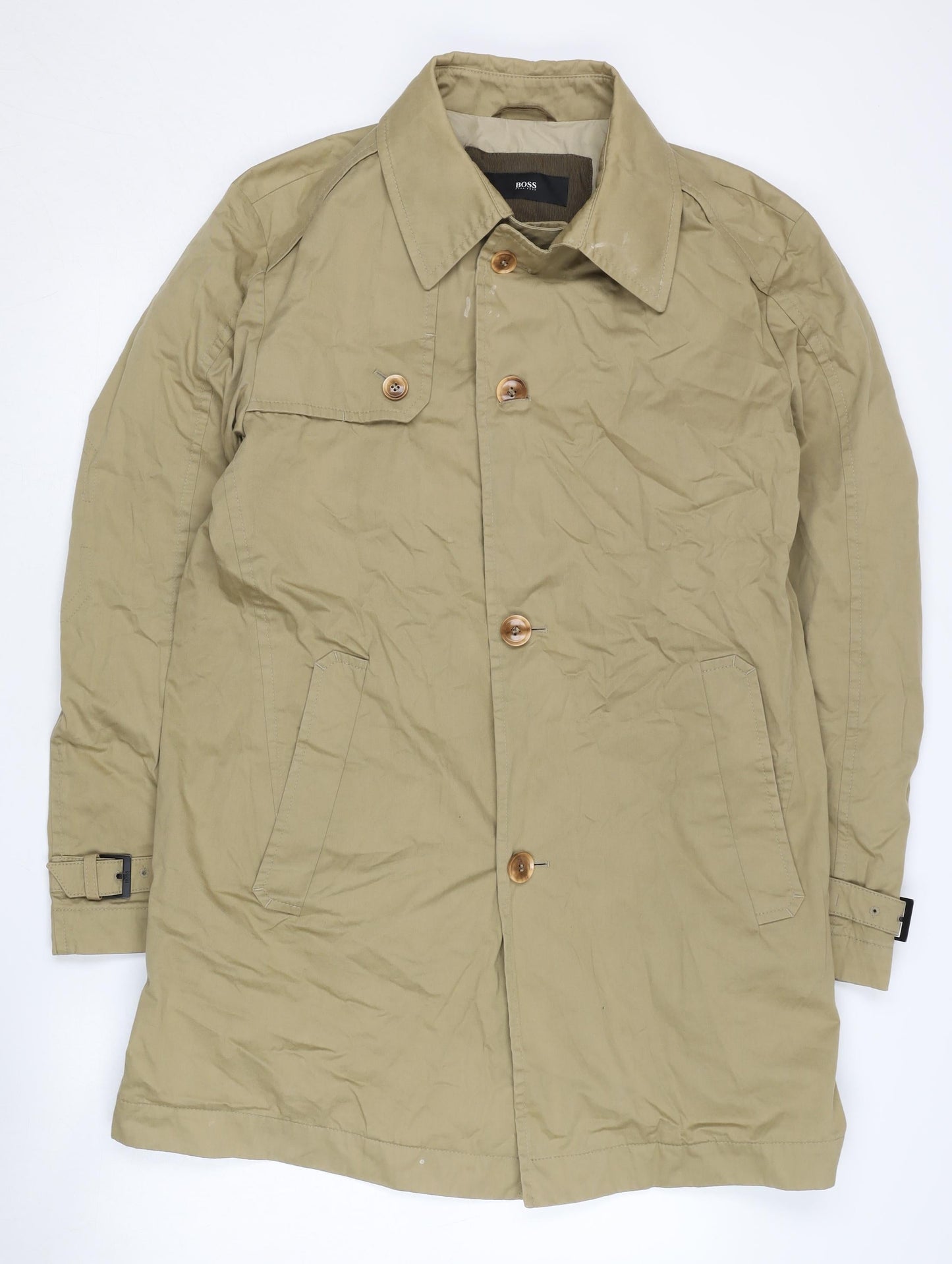 Boss Men's Beige Trench Coat - Size 42R