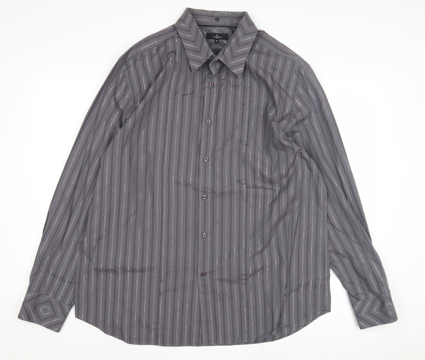 Jeff Banks Men's Grey XL Striped Dress Shirt