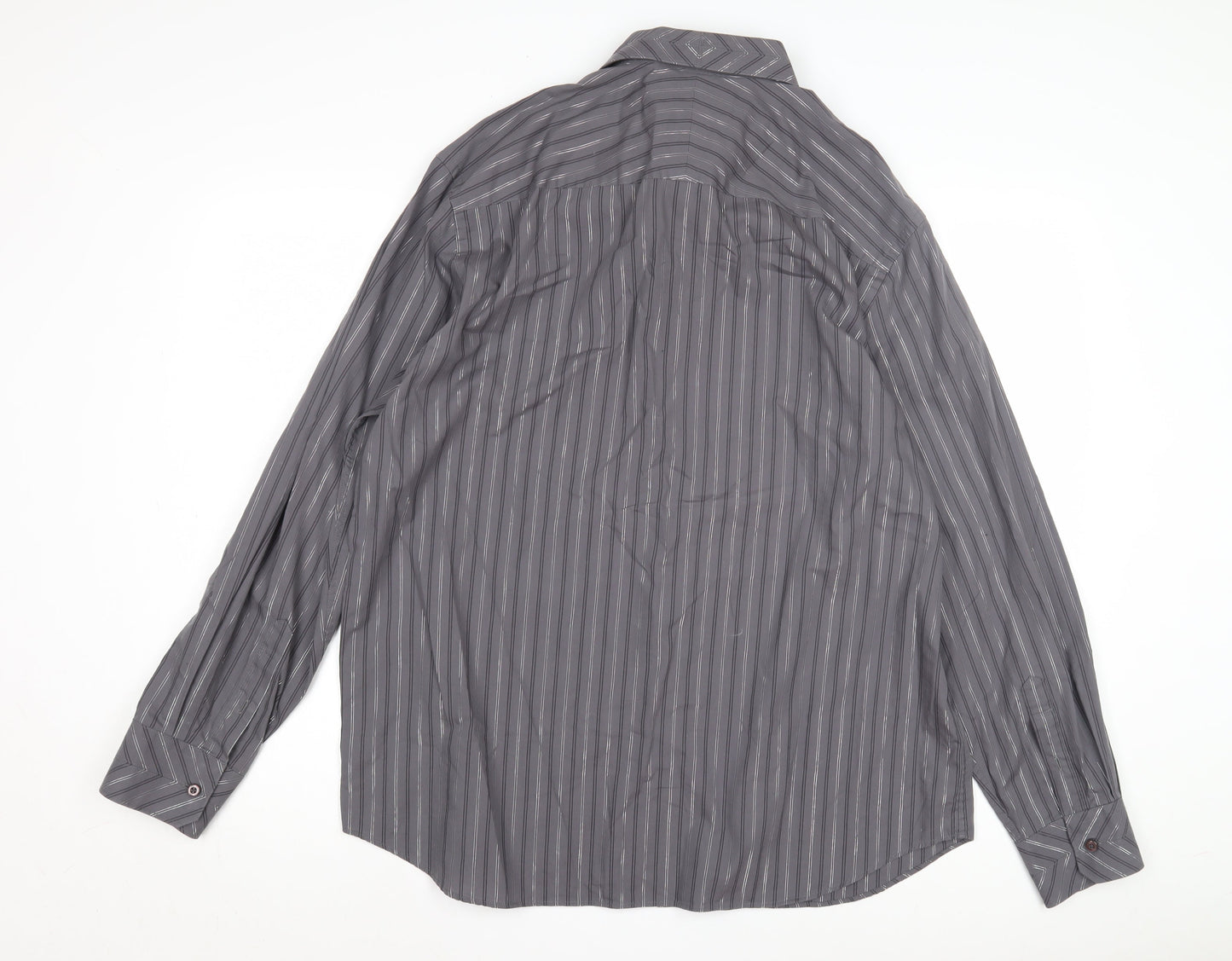 Jeff Banks Men's Grey XL Striped Dress Shirt