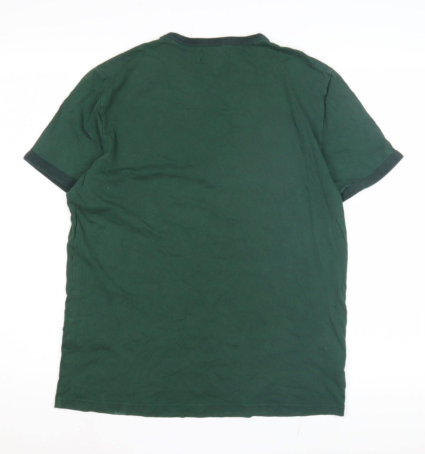 Fred Perry Men's Green Medium T-Shirt, Crew Neck, Logo Accent