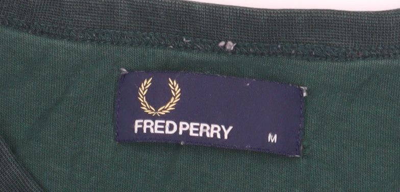 Fred Perry Men's Green Medium T-Shirt, Crew Neck, Logo Accent