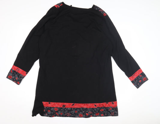 Joe Browns Women's Black Red Floral Shift Dress L