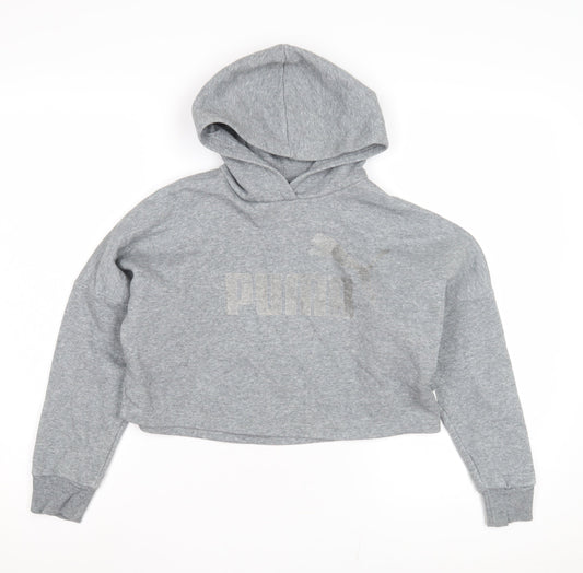 Puma Women's Grey Pullover Hoodie M Casual Logo