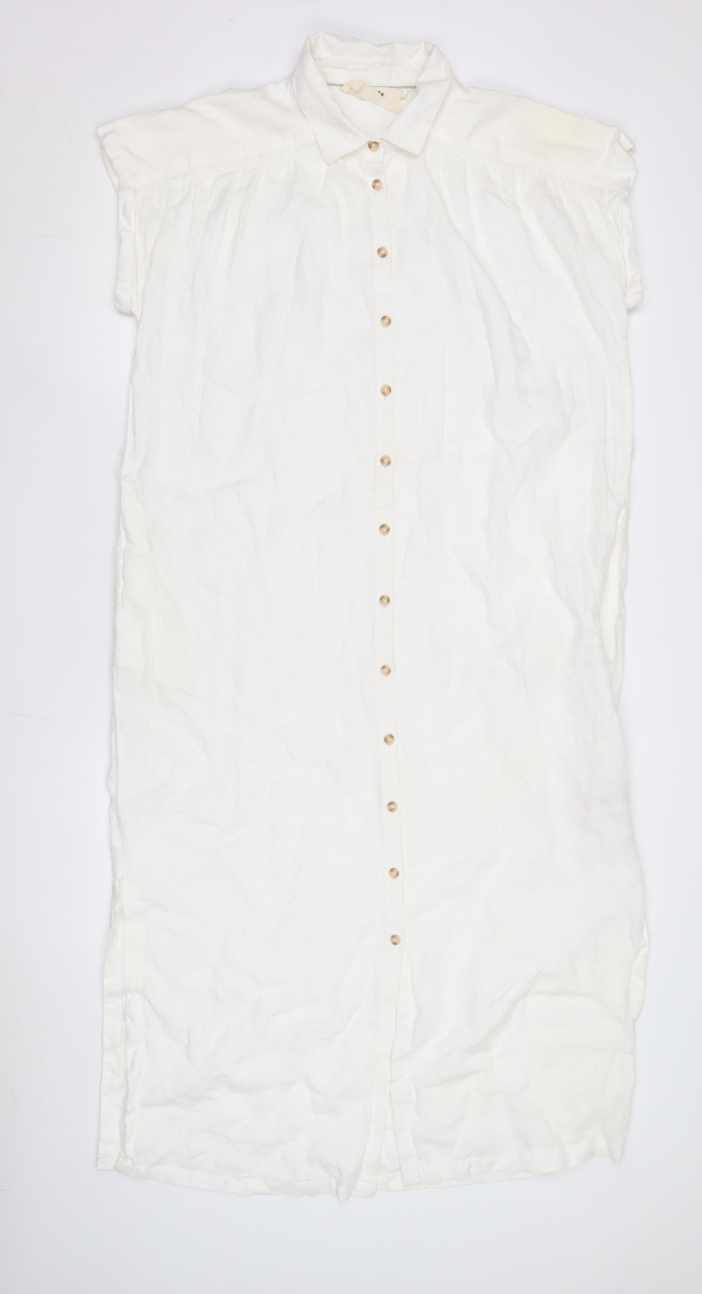 FatFace Women's White Linen Shirt Dress Size 10