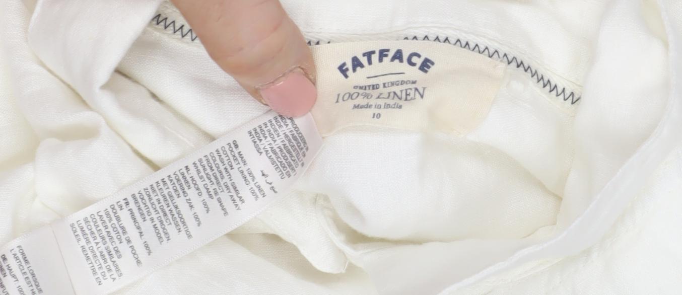 FatFace Women's White Linen Shirt Dress Size 10