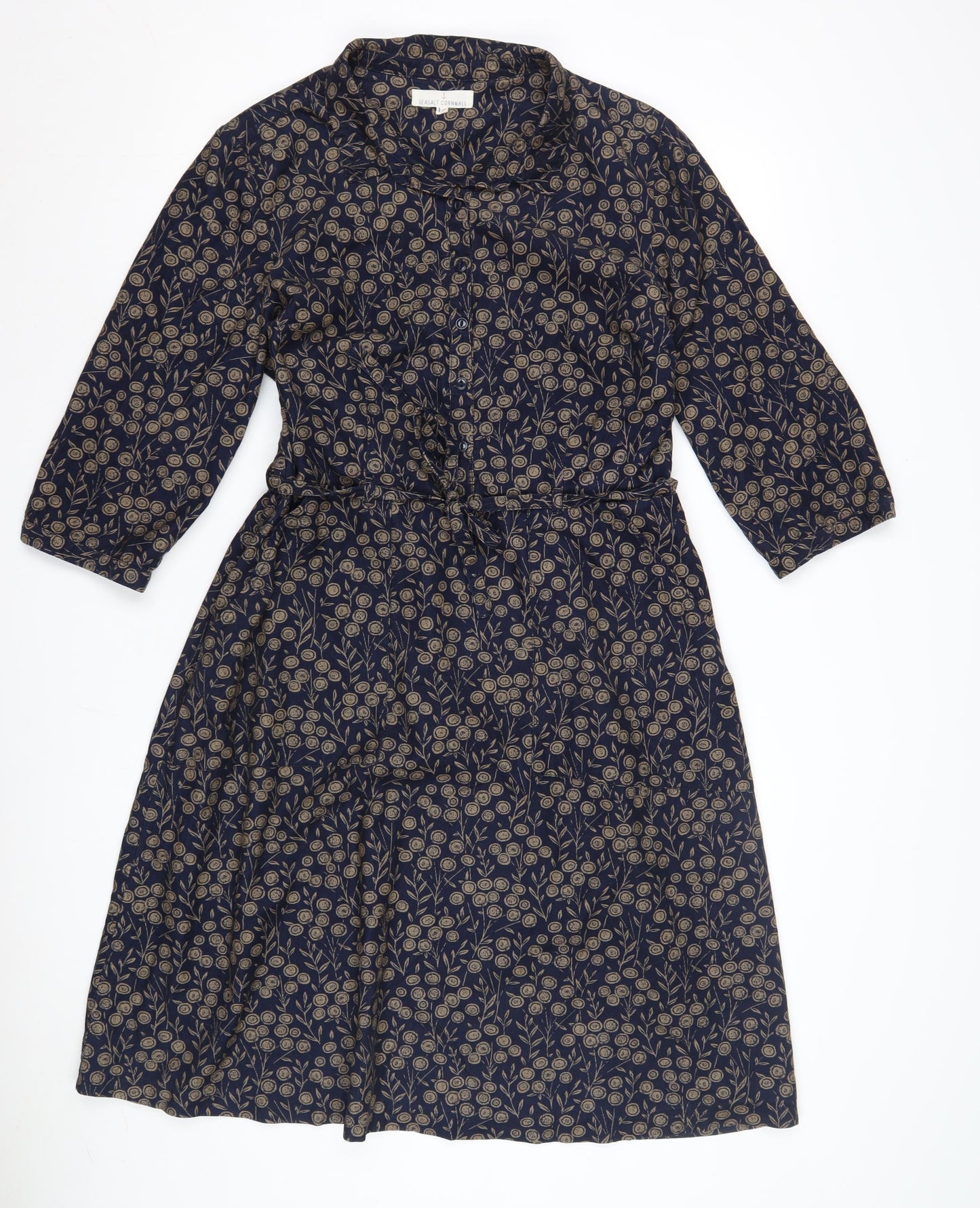 Seasalt Cornwall Women's Blue Floral Shirt Dress Size 14