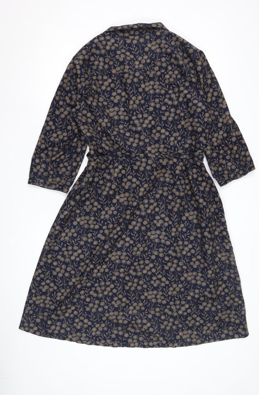 Seasalt Cornwall Women's Blue Floral Shirt Dress Size 14