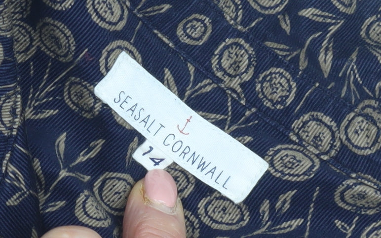 Seasalt Cornwall Women's Blue Floral Shirt Dress Size 14
