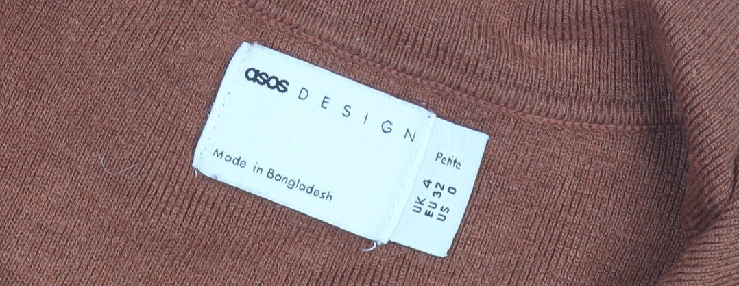 Close-up detail of ASOS Design Women Brown Petite Long Sleeve Shirt Dress