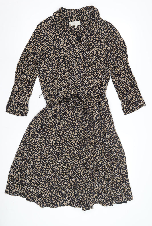Hobbs Women's Black Beige Shirt Dress Size 8 - Belted Casual