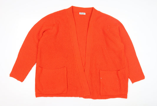 JD Williams Women's Orange Open Front Cardigan, Size 14, Casual Knit