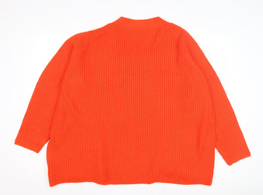JD Williams Women's Orange Open Front Cardigan, Size 14, Casual Knit