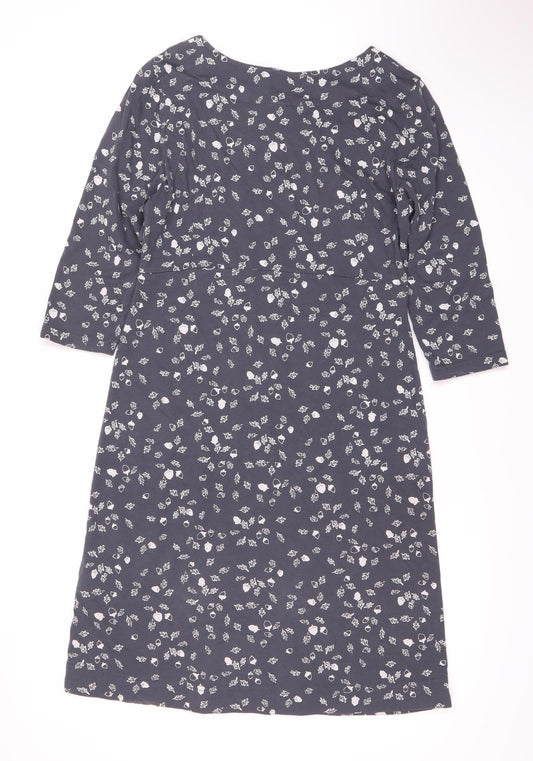 Weird Fish Women's Grey Floral Shift Dress Size 8