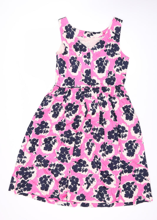 Boden Women's Pink Floral A-Line Dress Size 12